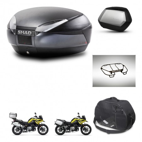 SHAD Maletas SH35 PREMIUM + soporte montaje baul SH48 accesorios DARK GREY KIT-464665