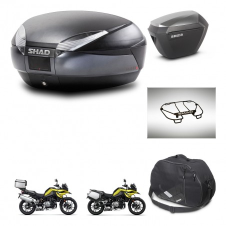 SHAD Maletas sh23 alu + soporte montaje baul SH48 accesorios DARK GREY PREMIUM KIT-464667