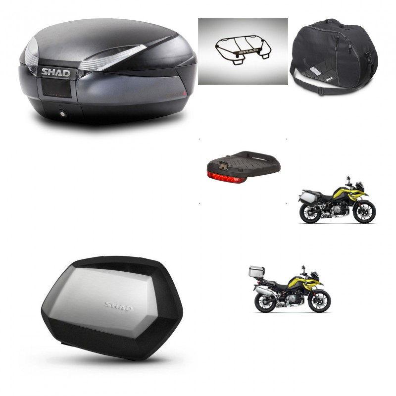 SHAD SH35 PREMIUM suitcases + mounting bracket SH48 trunk accessories DARK GREY KIT-464671