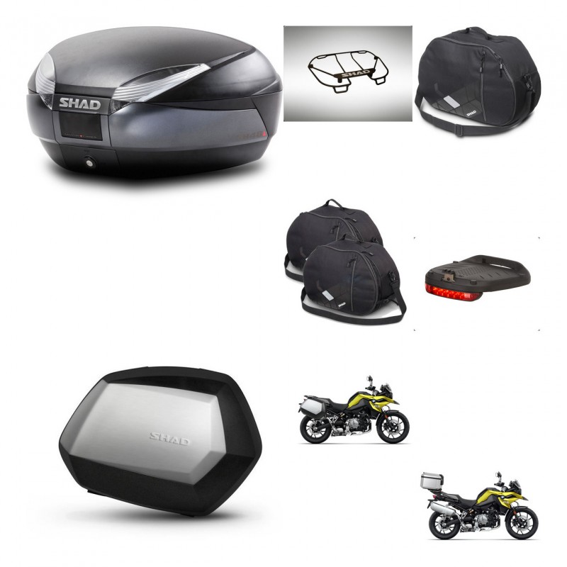 SHAD Maletas SH35 PREMIUM + soporte montaje baul SH48 accesorios DARK GREY KIT-464672