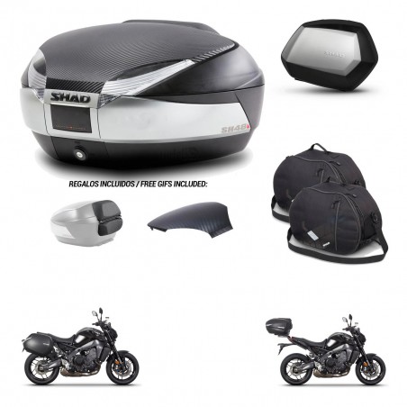 SHAD Maletas SH35 PREMIUM + soporte montaje baul SH48 tapa respaldo accesorios KIT-464950