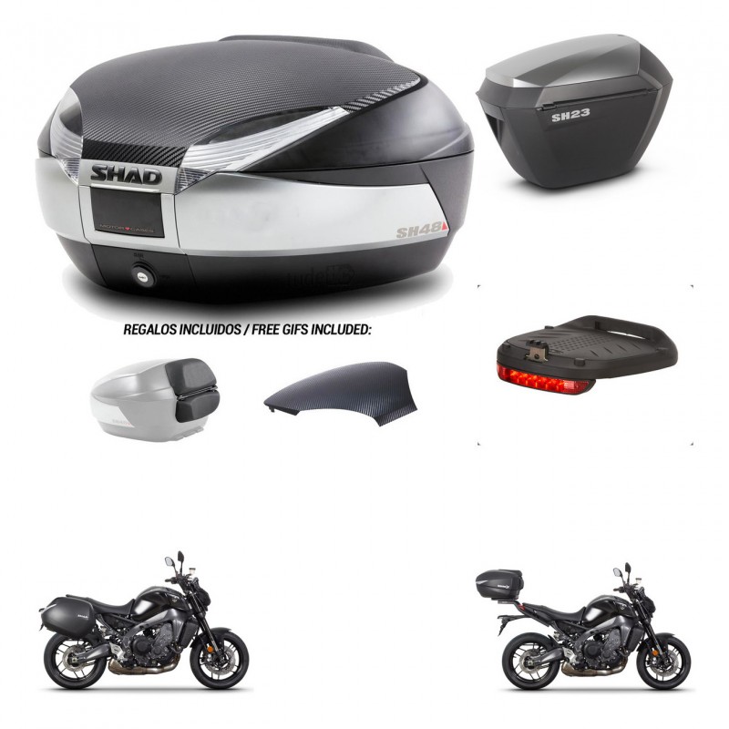 SHAD Maletas sh23 alu + soporte montaje baul SH48 tapa respaldo accesorios KIT-464957