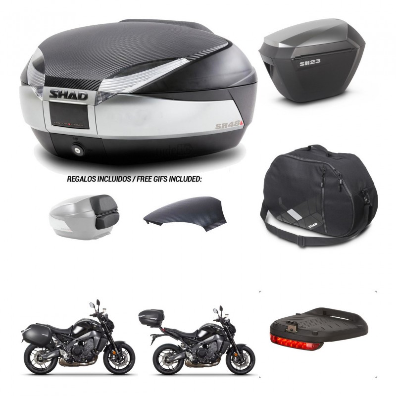 SHAD Maletas sh23 alu + soporte montaje baul SH48 tapa respaldo accesorios KIT-464969