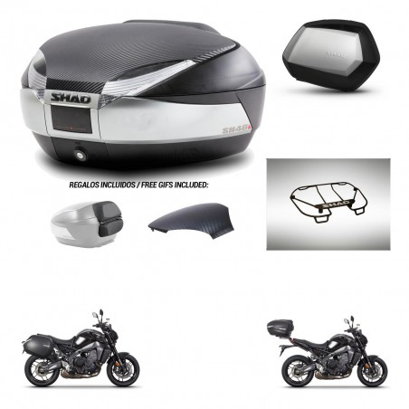 SHAD Maletas SH35 PREMIUM + soporte montaje baul SH48 tapa respaldo accesorios KIT-464973