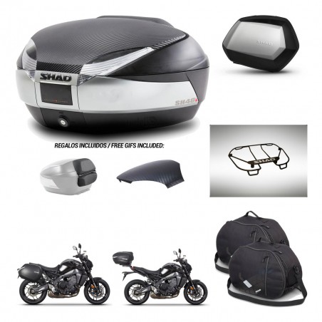 SHAD Maletas SH35 PREMIUM + soporte montaje baul SH48 tapa respaldo accesorios KIT-464974