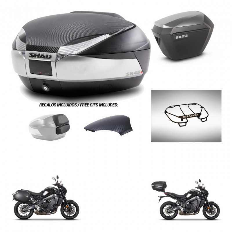 SHAD SH23 alu suitcases + mounting bracket SH48 trunk backrest cover accessories KIT-464975