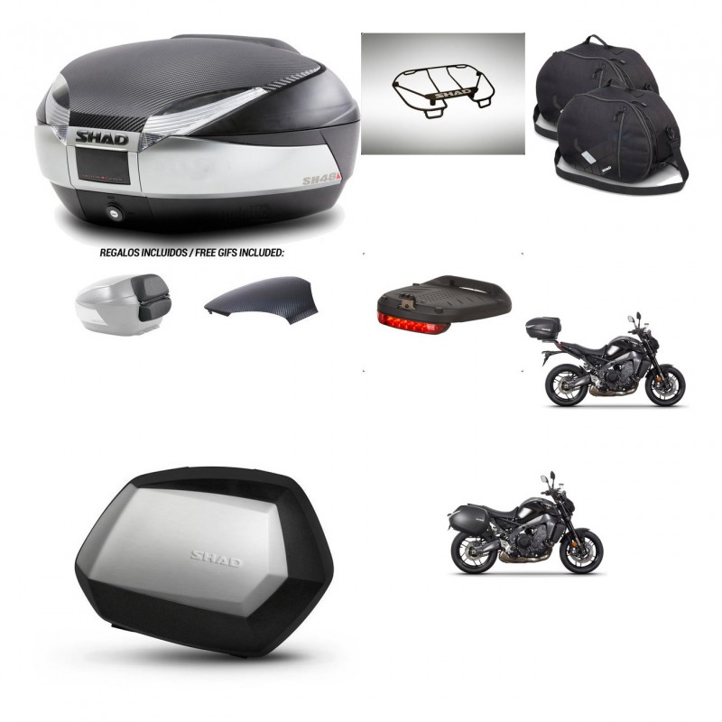 SHAD Maletas SH35 PREMIUM + soporte montaje baul SH48 tapa respaldo accesorios KIT-464980