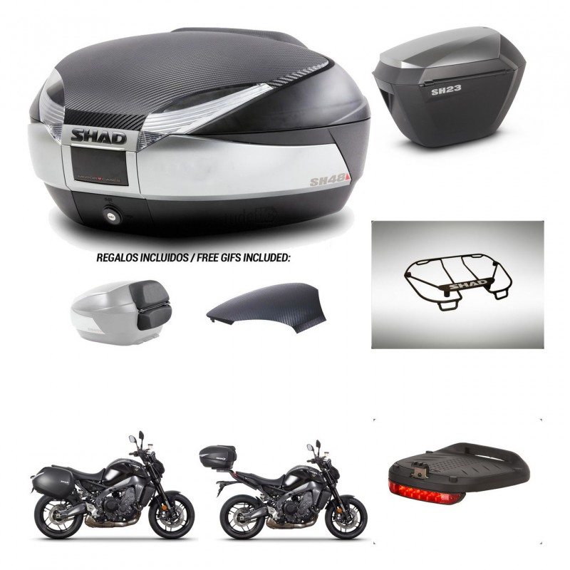 SHAD SH23 alu suitcases + mounting bracket SH48 trunk backrest cover accessories KIT-464981