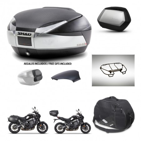 SHAD Maletas SH35 PREMIUM + soporte montaje baul SH48 tapa respaldo accesorios KIT-464985