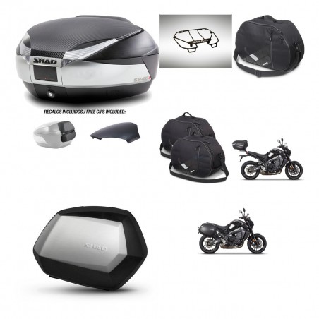 SHAD Maletas SH35 PREMIUM + soporte montaje baul SH48 tapa respaldo accesorios KIT-464986
