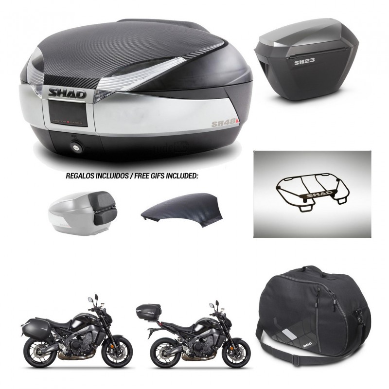 SHAD SH23 alu suitcases + mounting bracket SH48 trunk backrest cover accessories KIT-464987
