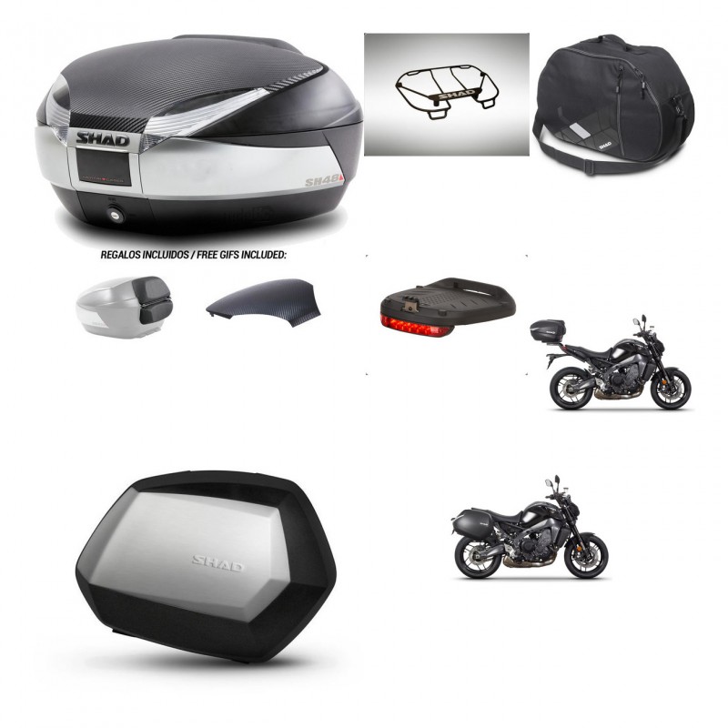 SHAD Maletas SH35 PREMIUM + soporte montaje baul SH48 tapa respaldo accesorios KIT-464991