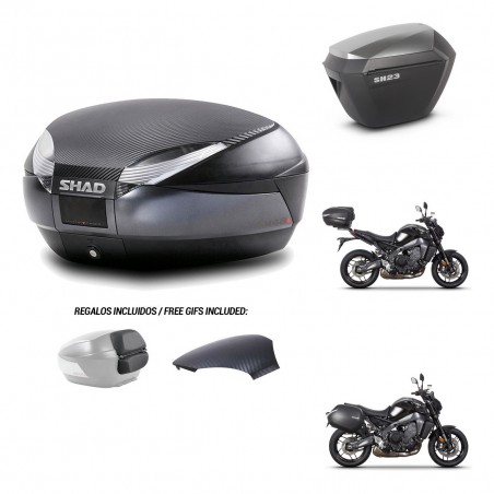 SHAD SH23 alu suitcases + mounting bracket SH48 trunk backrest cover 49 L KIT-465047