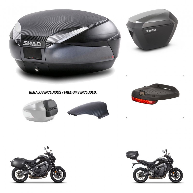 SHAD SH23 alu suitcases + mounting bracket SH48 trunk backrest cover accessories 49 L KIT-465053