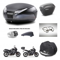 SHAD SH23 alu suitcases + mounting bracket SH48 trunk backrest cover accessories 49 L KIT-465083