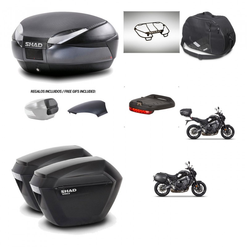 SHAD Maletas sh23 + soporte montaje baul SH48 tapa respaldo accesorios 49 L KIT-465086