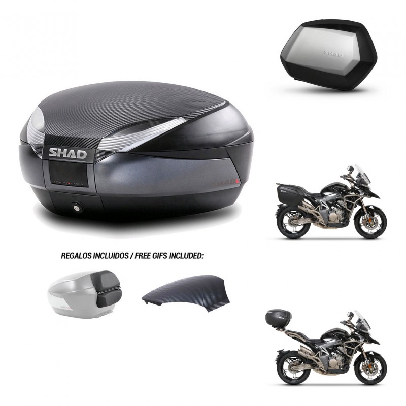 SHAD Maletas SH35 PREMIUM + soporte montaje baul SH48 tapa respaldo 49 L KIT-465093