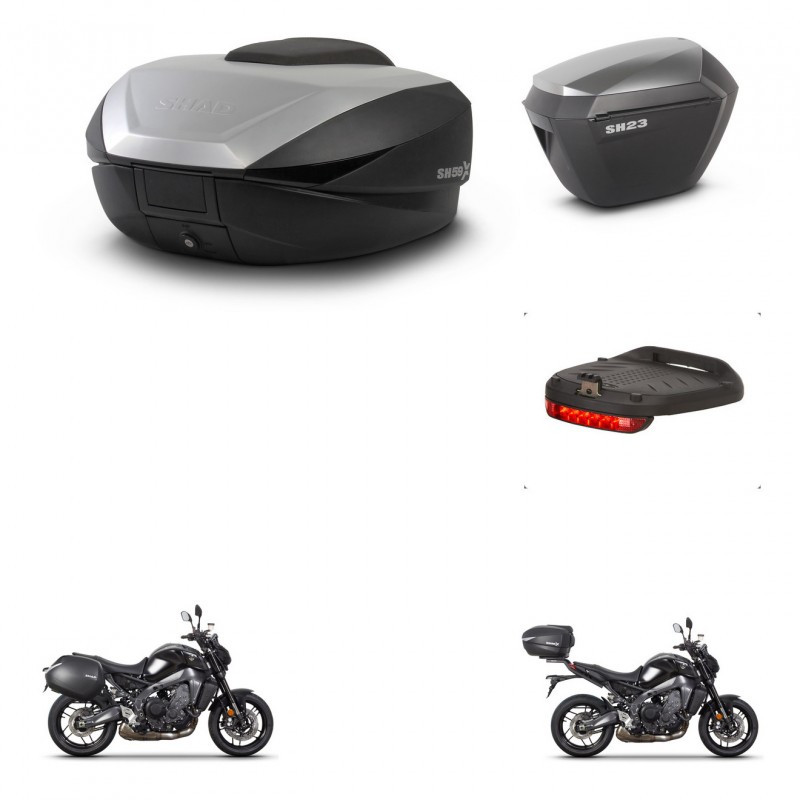 SHAD SH23 alu suitcases + mounting bracket SH59 trunk accessories 59L KIT-465269