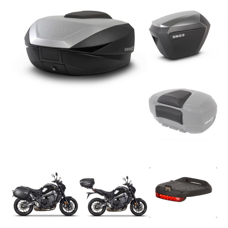 SHAD SH23 alu suitcases + mounting bracket SH59 trunk accessories 59L KIT-465293