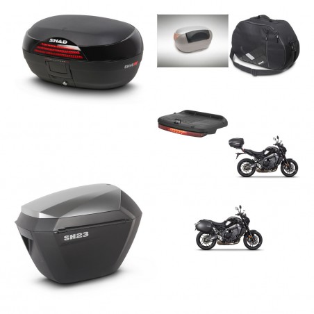 SHAD Maletas sh23 alu + soporte montaje baul SH46 accesorios 45 L KIT-465401
