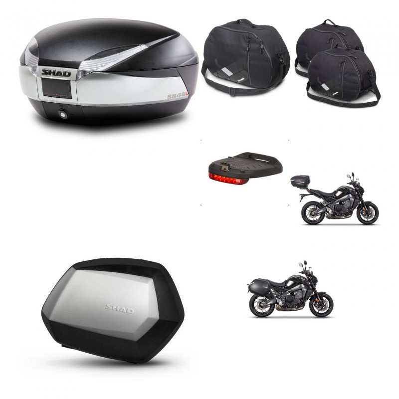 SHAD Maletas SH35 PREMIUM + soporte montaje baul SH48 accesorios TITANIUM KIT-465584