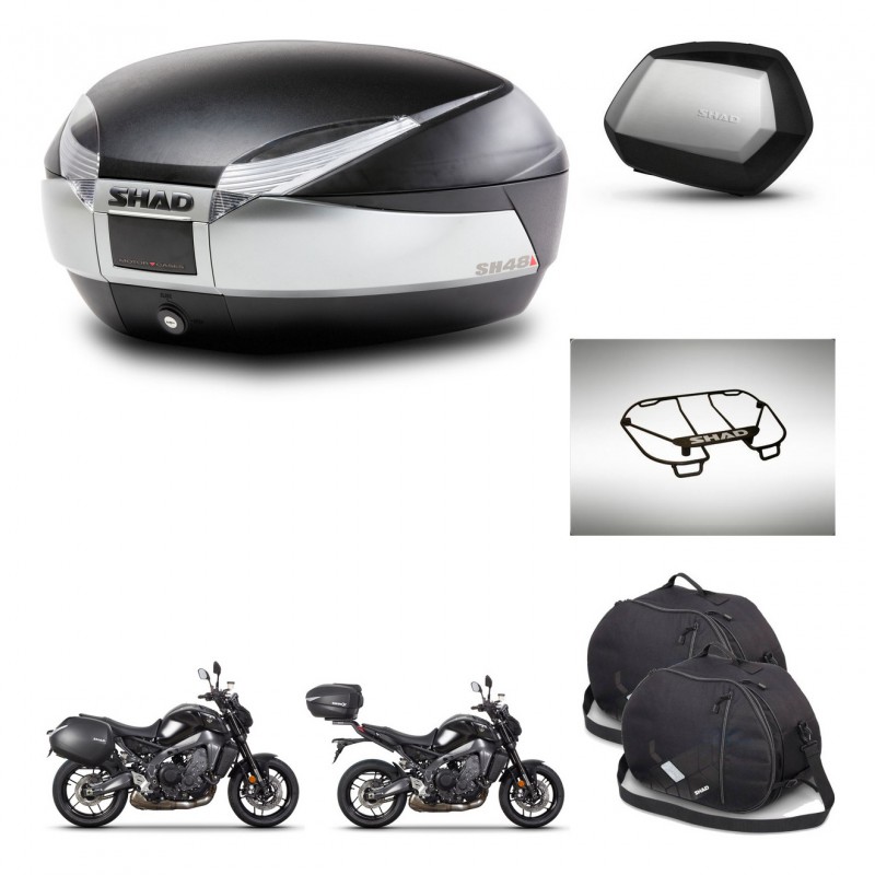 SHAD SH35 PREMIUM suitcases + mounting bracket SH48 trunk accessories TITANIUM KIT-465590