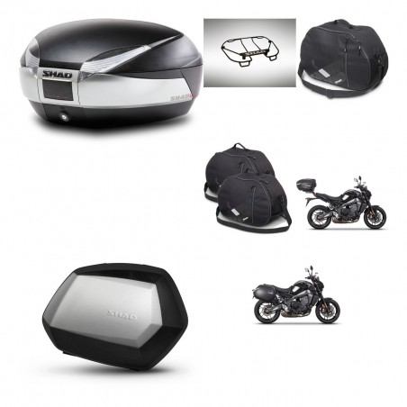 SHAD Maletas SH35 PREMIUM + soporte montaje baul SH48 accesorios TITANIUM KIT-465602