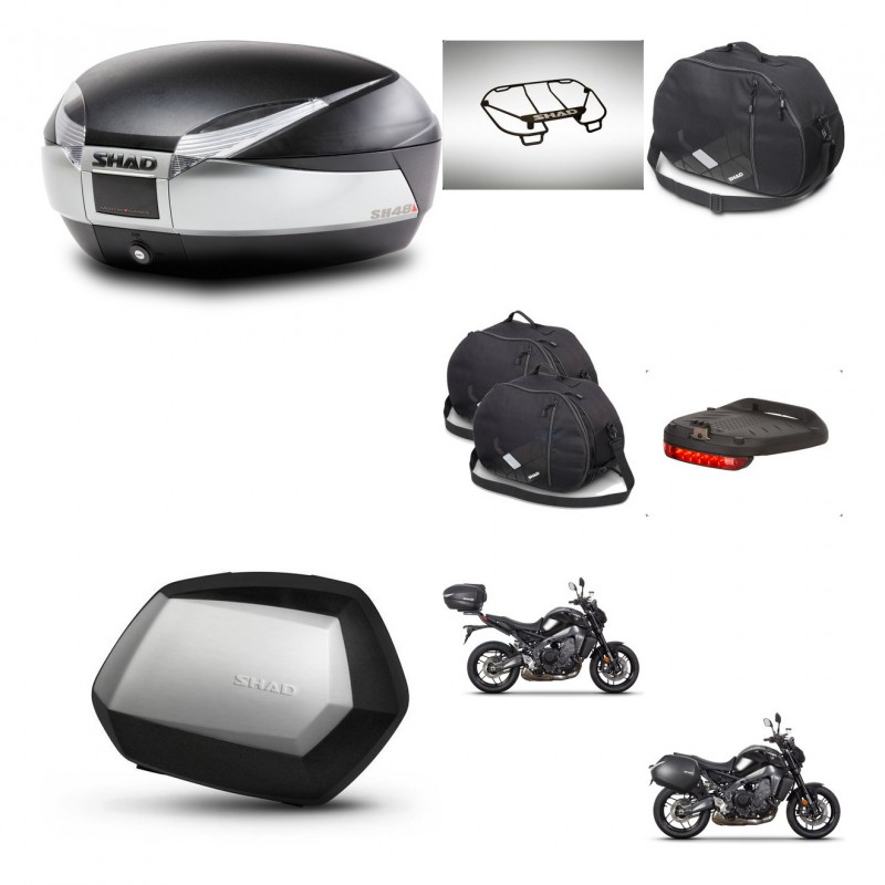 SHAD Maletas SH35 PREMIUM + soporte montaje baul SH48 accesorios TITANIUM KIT-465608