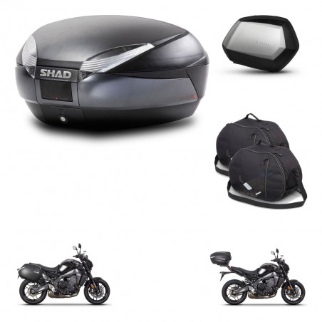 SHAD Maletas SH35 PREMIUM + soporte montaje baul SH48 accesorios DARK GREY KIT-465662