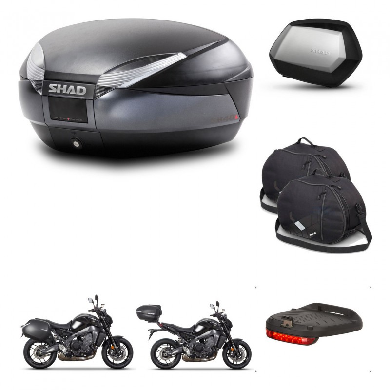 SHAD Maletas SH35 PREMIUM + soporte montaje baul SH48 accesorios DARK GREY KIT-465668