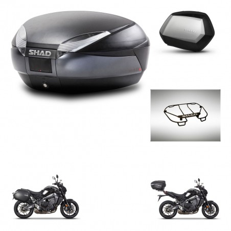 SHAD Maletas SH35 PREMIUM + soporte montaje baul SH48 accesorios DARK GREY KIT-465685