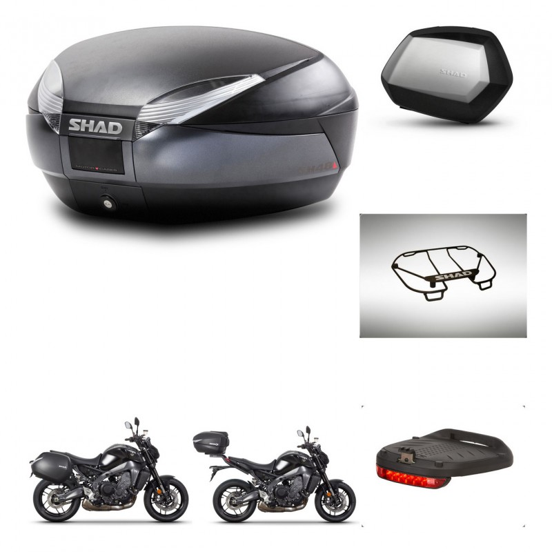 SHAD Maletas SH35 PREMIUM + soporte montaje baul SH48 accesorios DARK GREY KIT-465691
