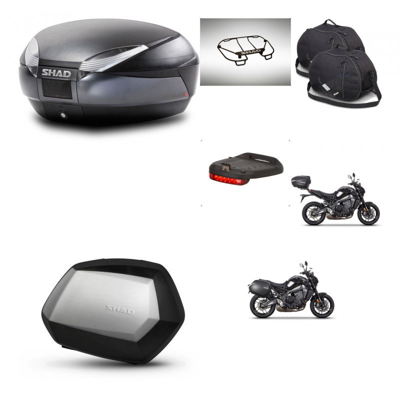SHAD Maletas SH35 PREMIUM + soporte montaje baul SH48 accesorios DARK GREY KIT-465692