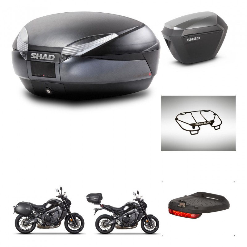 SHAD Maletas sh23 alu + soporte montaje baul SH48 accesorios DARK GREY PREMIUM KIT-465693