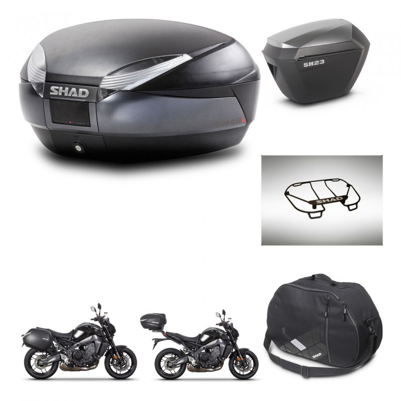 SHAD SH23 alu suitcases + mounting bracket SH48 trunk accessories DARK GREY PREMIUM KIT-465699