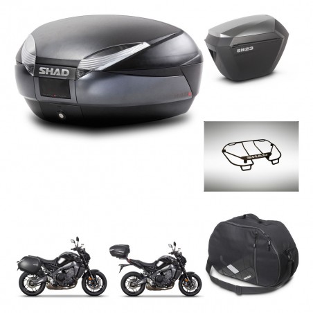 SHAD Maletas sh23 alu + soporte montaje baul SH48 accesorios DARK GREY PREMIUM KIT-465699