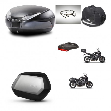 SHAD Maletas SH35 PREMIUM + soporte montaje baul SH48 accesorios DARK GREY KIT-465703