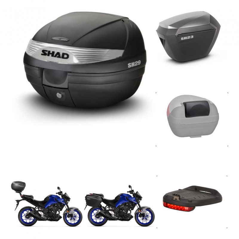 SHAD SH23 alu suitcases + mounting bracket SH29 trunk accessories KIT-470705