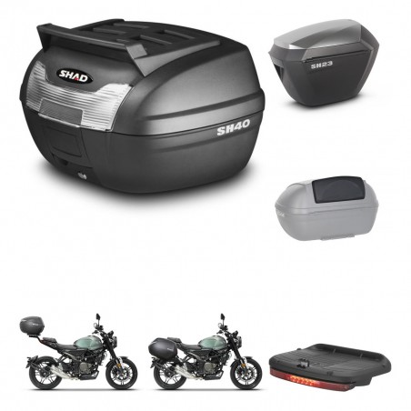 SHAD Maletas sh23 alu + soporte montaje baul SH40 parrilla superior accesorios KIT-472225