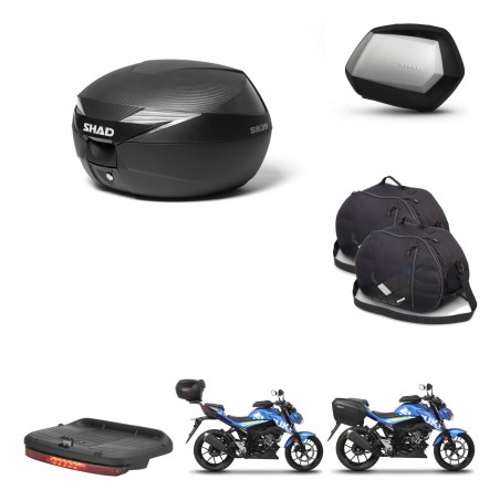 SHAD Maletas SH35 PREMIUM + soporte montaje Baul maleta accesorios KIT-472364