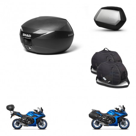 SHAD Maletas SH35 PREMIUM + soporte montaje Baul maleta accesorios KIT-473306