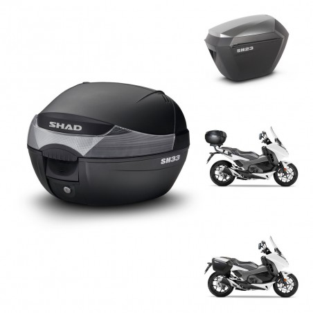 SHAD SH23 alu suitcases + mounting bracket SH33 trunk KIT-473557