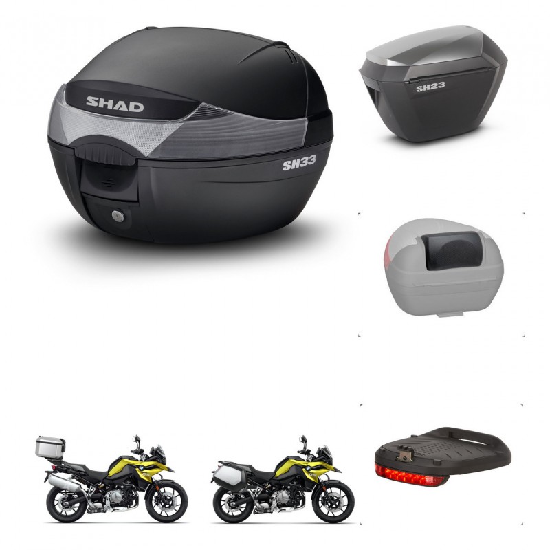 SHAD SH23 alu suitcases + mounting bracket SH33 trunk accessories KIT-473655