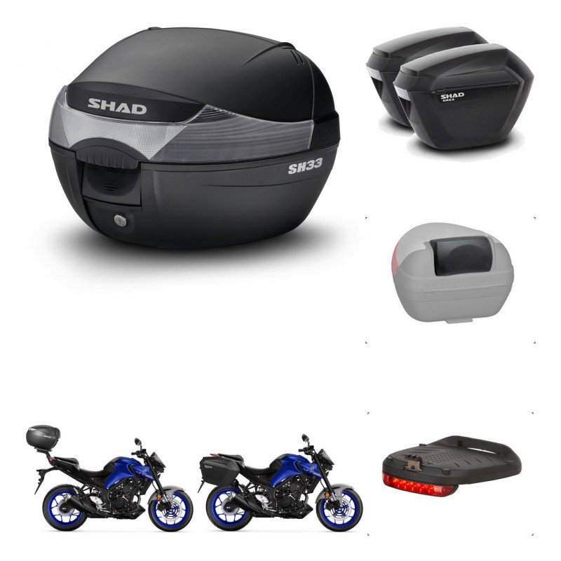 SHAD Maletas sh23 + soporte montaje baul SH33 accesorios KIT-473670