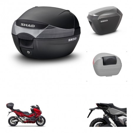 SHAD SH23 alu suitcases + mounting bracket SH33 trunk accessories KIT-473701