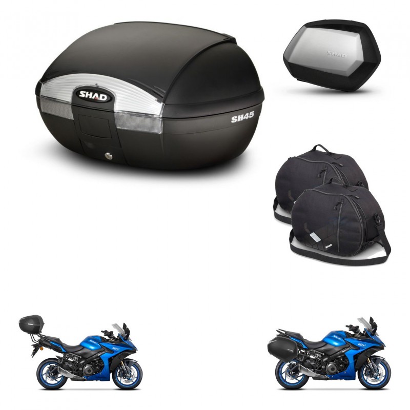 SHAD Maletas SH35 PREMIUM + soporte montaje baul SH45 accesorios KIT-474300