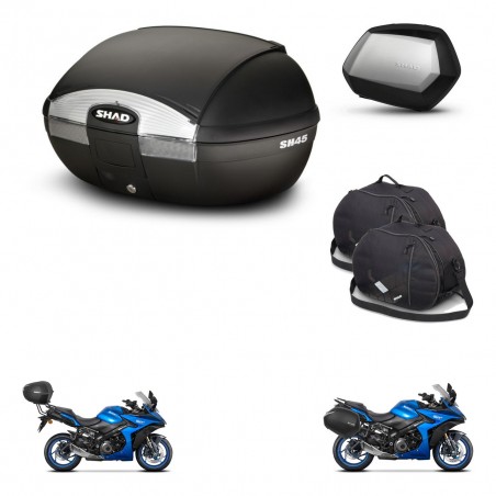SHAD Maletas SH35 PREMIUM + soporte montaje baul SH45 accesorios KIT-474300