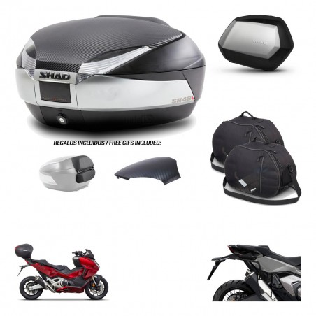 SHAD Maletas SH35 PREMIUM + soporte montaje baul SH48 tapa respaldo accesorios KIT-475464
