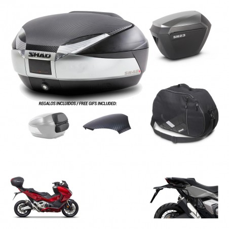 SHAD Maletas sh23 alu + soporte montaje baul SH48 tapa respaldo accesorios KIT-475477