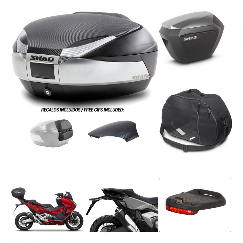 SHAD SH23 alu suitcases + mounting bracket SH48 trunk backrest cover accessories KIT-475483